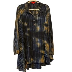 Lior Luxe Paris Black and Gold Asymmetrical Tunic Dress Top